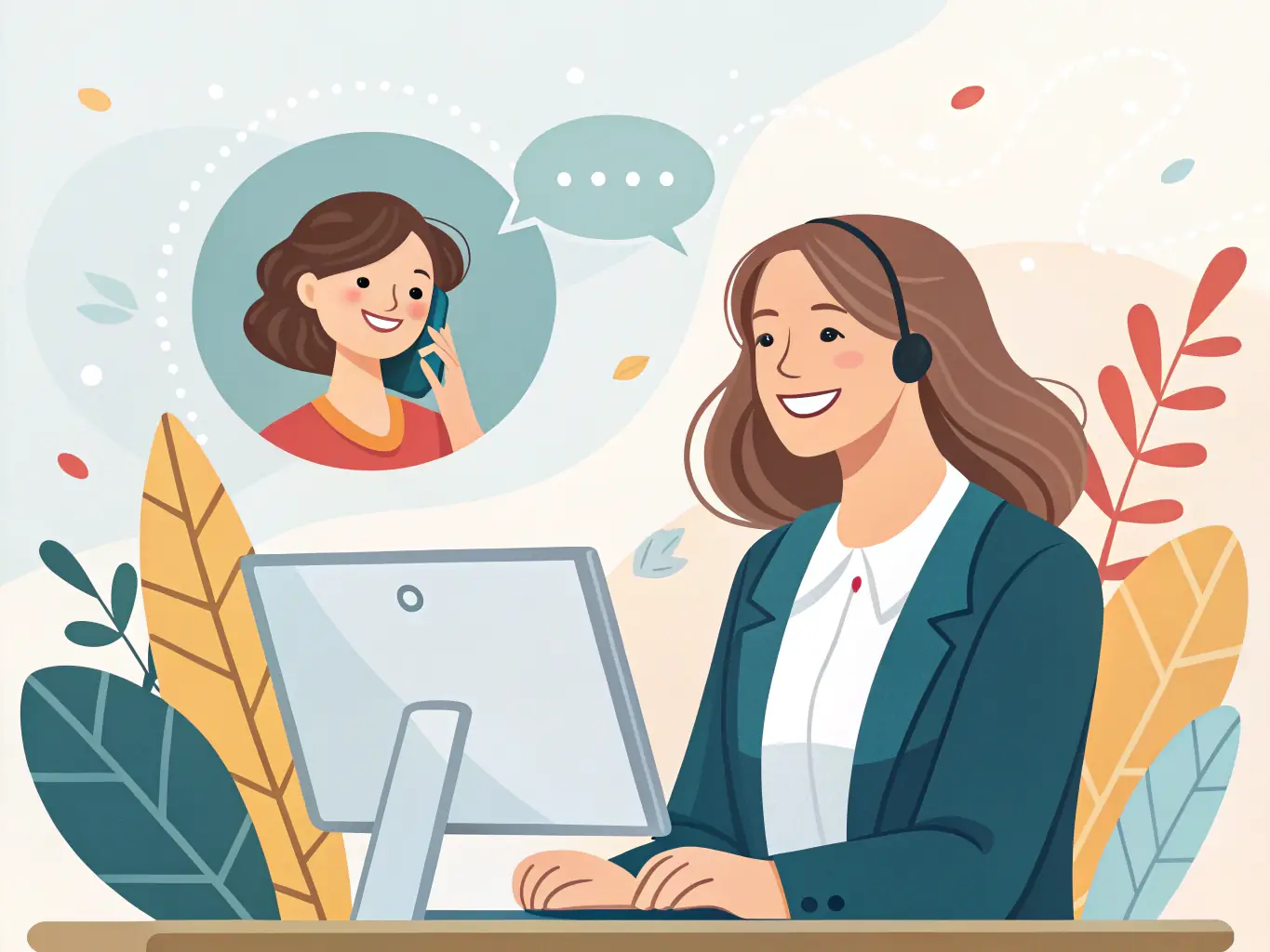 A digital illustration depicting Nexora AI answering a phone call with a friendly and professional demeanor, showcasing its ability to handle customer inquiries efficiently.
